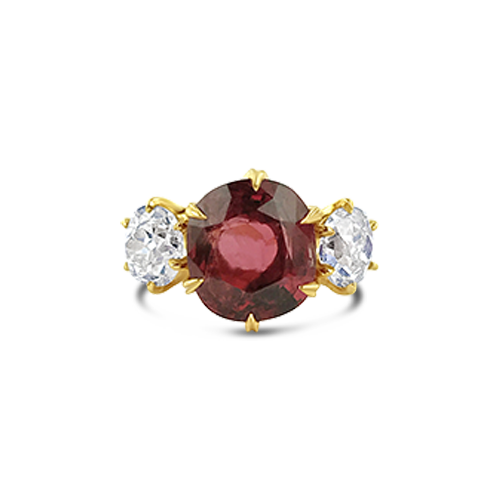 Red Spinel & Diamond Estate Ring