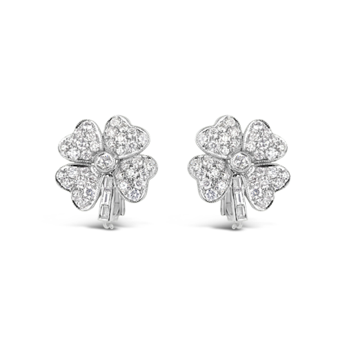 Diamond Four Leaf Clover Earrings