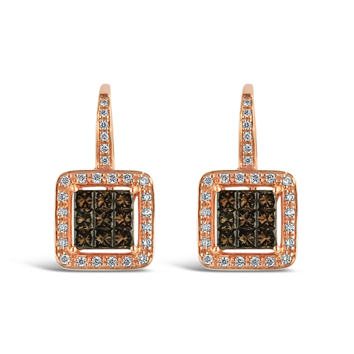 Brown & White Diamond Earrings