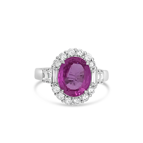 Pink Sapphire & Diamond Ring