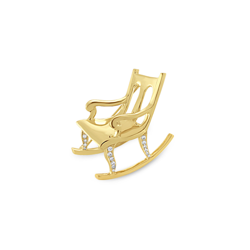Gold & Diamond Rocking Chair Pin