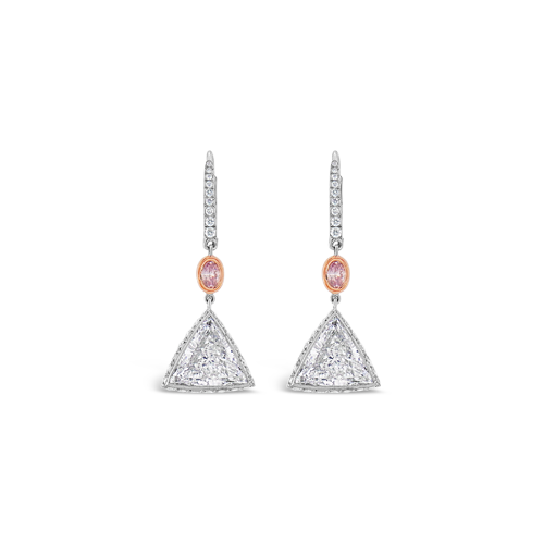 Pink & White Diamond Dangle Earrings
