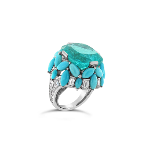 Pariaba, Turquoise & Diamond Ring