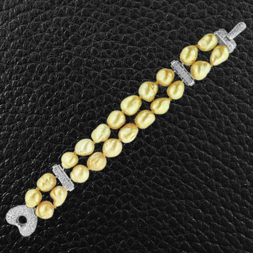 Golden Pearl & Diamond Bracelet