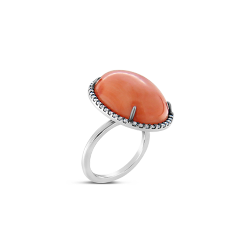 Coral & Diamond Ring
