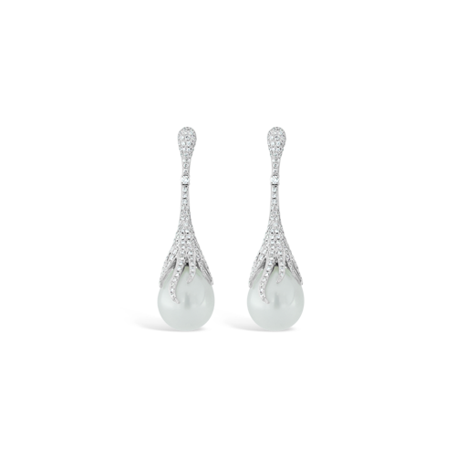 Pearl & Diamond Dangle Earrings