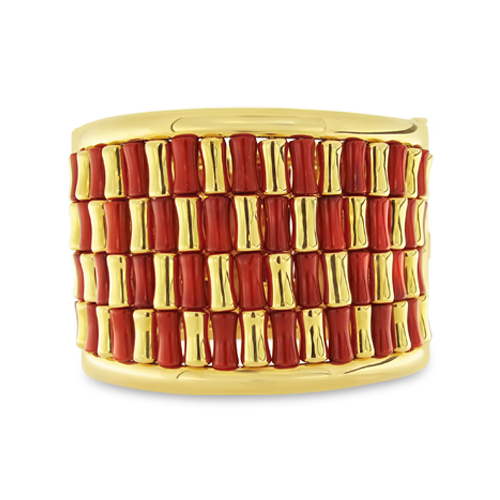 Coral & Gold Vezzaro Estate Bangle Bracelet