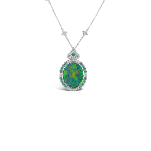 Black Opal Necklace with Diamonds and Paraibas