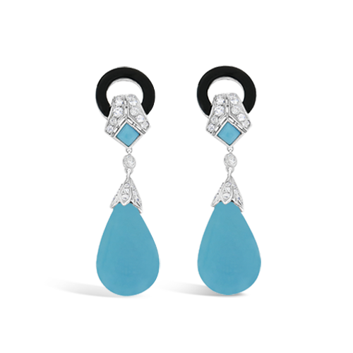 Turquoise & Diamond Drop Earrings