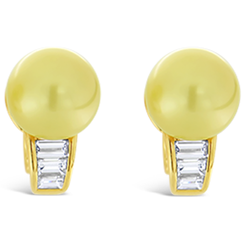 Golden Pearl & Diamond Earrings