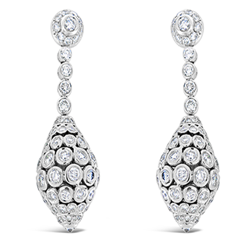 Round Top Diamond Drop Earrings