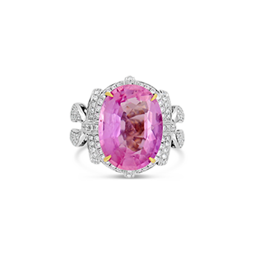 Padparadscha Sapphire & Diamond Ring