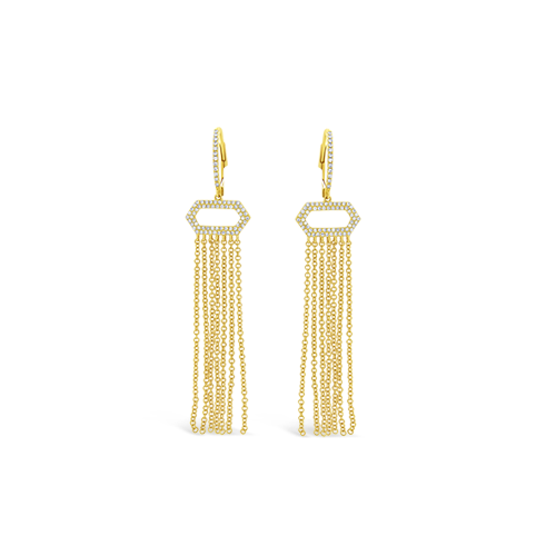 Diamond Hexagon Dangle Earrings