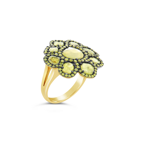 Yellow Diamond Flower Design Ring