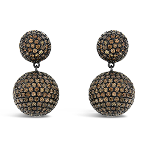 Brown Zircon Ball Earrings