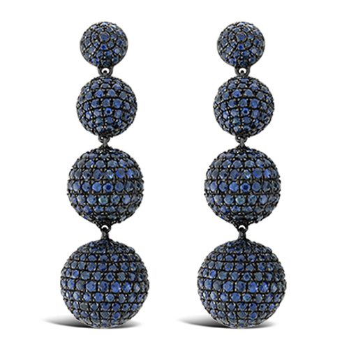 Blue Sapphire Ball Dangle Earrings