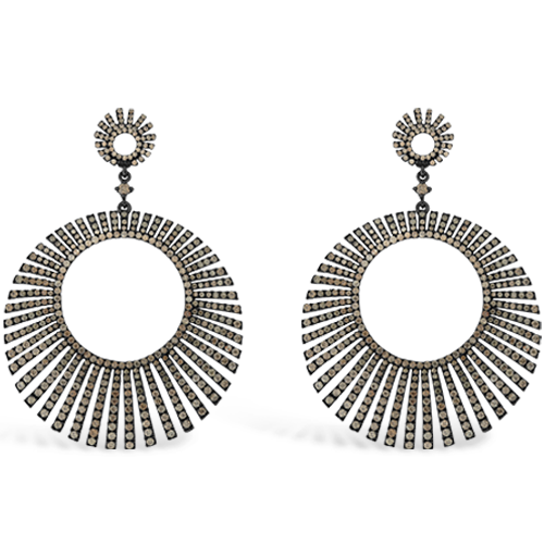 Brown Zircon Sunburst Design Earrings