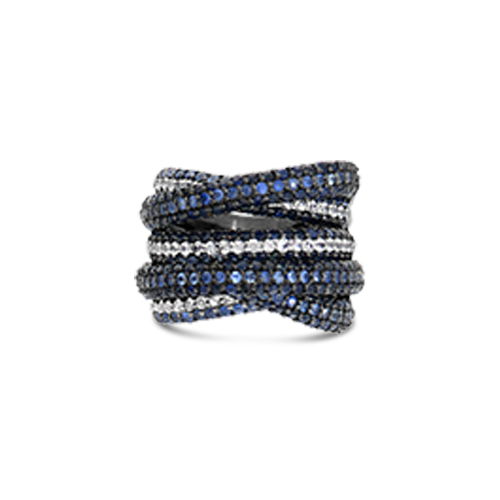 Blue & White Sapphire Criss Cross Ring