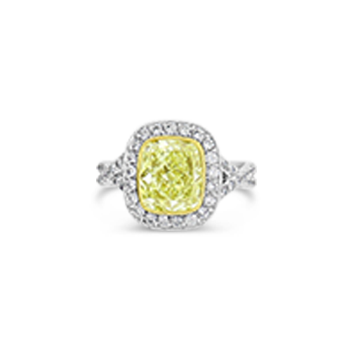 Cushion cut Yellow Diamond Engagement Ring