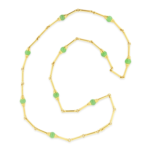 Gold & green Bead Estate Necklace