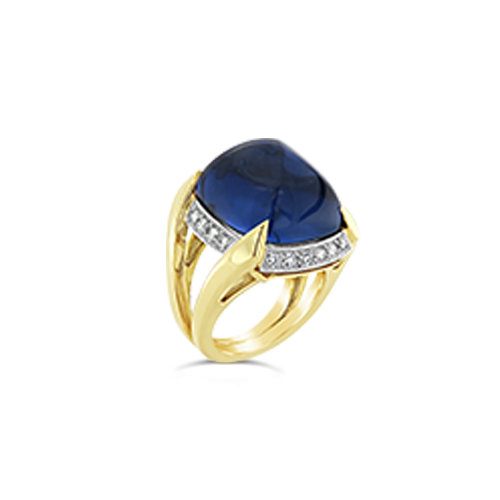 Sugarloaf Sapphire & Diamond Ring