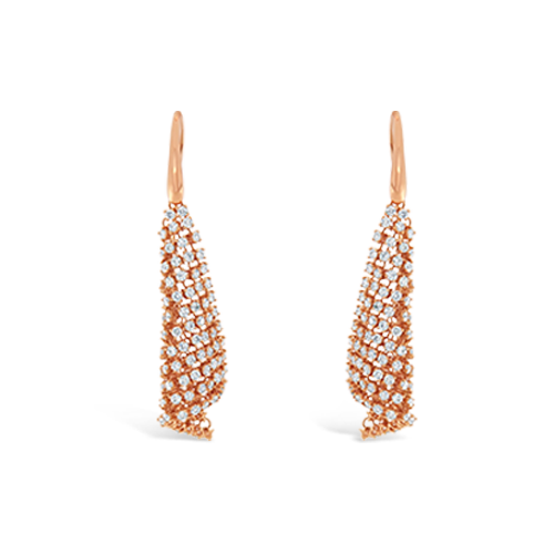 Rose Gold & Diamond Mesh Dangle Earrings
