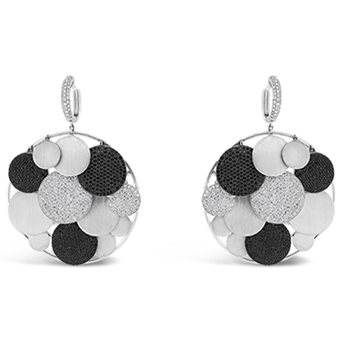 Black & White Diamond Multi-Disc Dangle Earrings