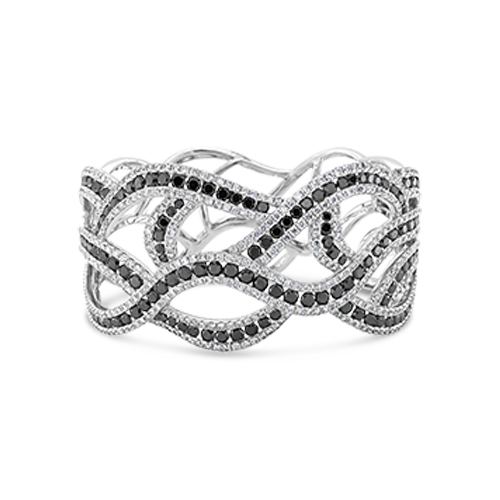 Black & White Diamond Swirl Bangle Bracelet