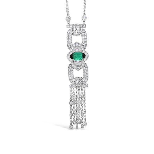 Art Deco Emerald & Diamond Estate Pendant