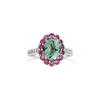Green Tourmaline & Pink Sapphire Ring