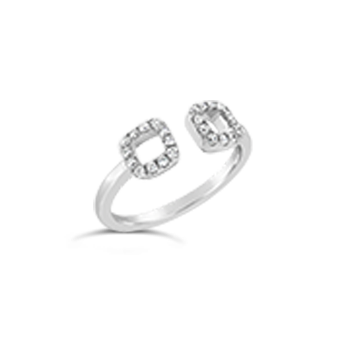 Open Diamond Ring with Square Motifs