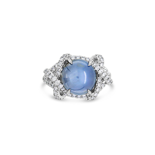 Star Sapphire & Diamond Ring