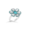 Paraiba & Diamond Flower Design Ring
