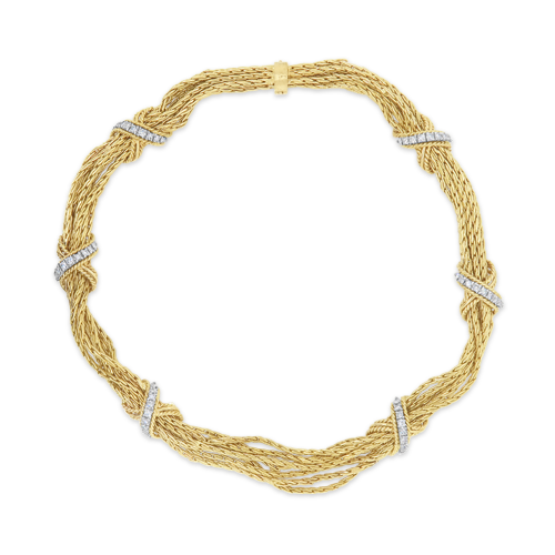 Gold & Diamond "X" Estate Bracelet & Necklace Set