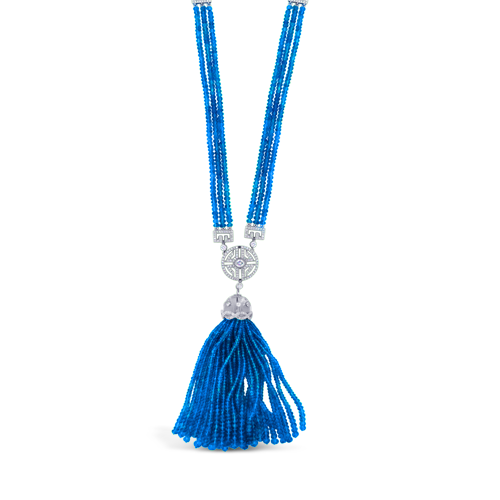 Sapphire Bead & Diamond Tassel Estate Necklace