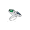 Emerald, Sapphire & Diamond Bypass Ring