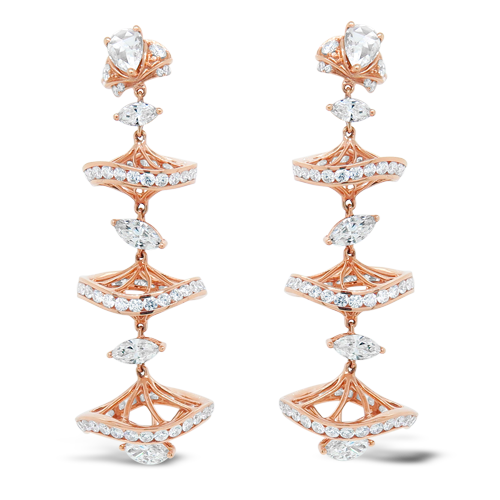 Diamond & Rose Gold Dangle Earrings