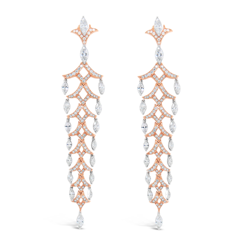 Diamond & Rose Gold Dangle Earrings