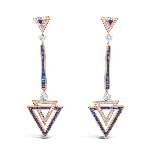 Sapphire & Diamond Dangle Earrings in Rose Gold