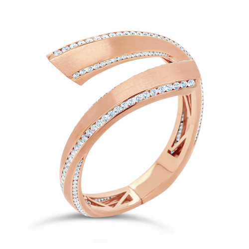 Rose Gold & Diamond Bypass Cuff Bracelet