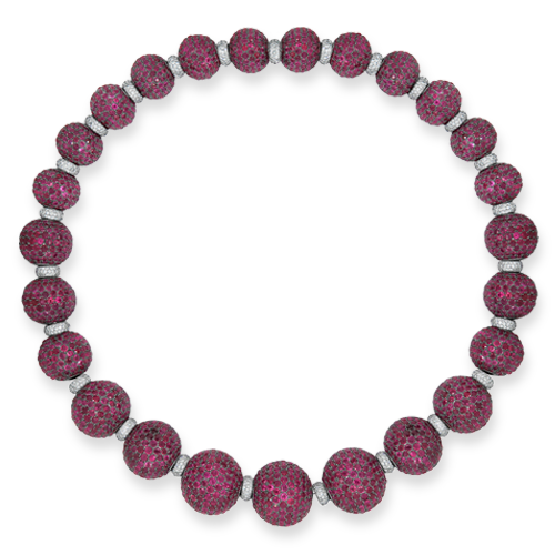 Ruby & Diamond Ball Necklace
