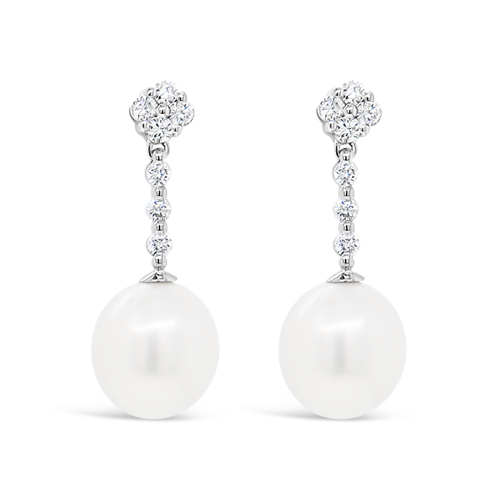South Sea Pearl & Diamond Dangle Earrings