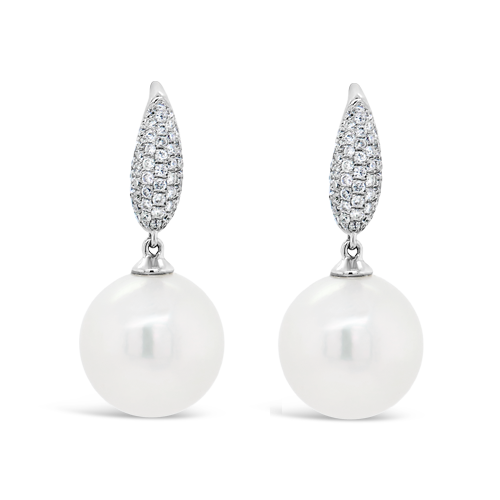 South Sea Pearl & Diamond Dangle Earrings