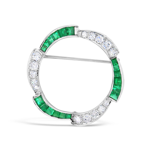 Emerald & Diamond Estate Wreath Brooch
