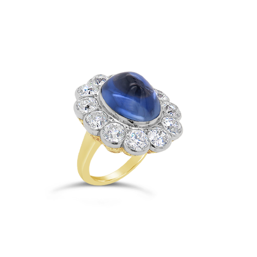 Cabochon Sapphire & Diamond Estate Ring – CRAIGER DRAKE DESIGNS®