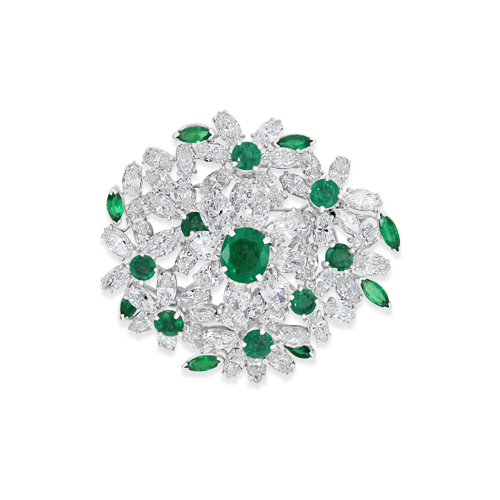 Oscar Heyman Emerald & Diamond Estate Brooch