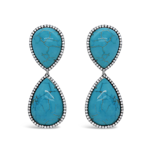 Turquoise & Diamond Drop Earrings