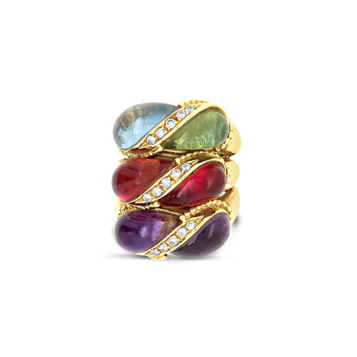 Multi-color Stone & Diamond Estate Ring