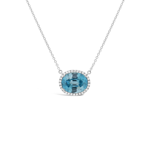 Blue Zircon & Diamond Pendant