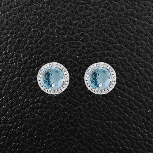 Blue Topaz & Diamond Earrings